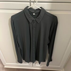 Men's Dark Grey/ Dark Green Button-Up Shirt